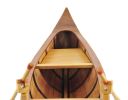 7" Brown Solid Wood Hand Painted Model Boat