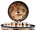 13" Brown And Black World Map Globe Chess Game Set
