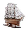 28" Brown Solid Wood Hand Painted Model Boat