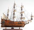 32" Brown Solid Wood Hand Painted Model Boat