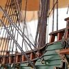 35" Brown Solid Wood Hand Painted Model Boat
