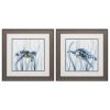 19" X 19" Distressed Wood Toned Frame Turtle In Grass (Set Of 2)