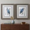 Set of Two 22" X 19" Blue Heron Distressed Brown Framed Wall Decor