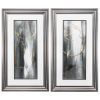 Set of Two Modern Abstract Gunmetal Framed Art