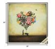 25" X 25" Silver Frame Big Heart Botany