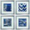 21" X 21" Silver Frame Indigo Batik Set Of 4
