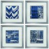 21" X 21" Silver Frame Indigo Batik Set Of 4