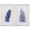 Set of Two Indigo Leaves Champagne Gold Framed Art