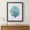 27" X 33" Distressed Wood Toned Frame Aqua Coral On White I