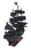 19" Black Solid Wood Hand Painted Model Boat