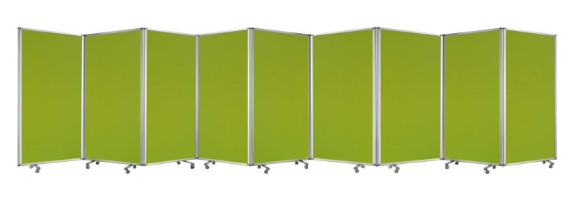 71" Green Iron Folding Nine Panel Screen Room Divider