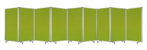 71" Green Iron Folding Nine Panel Screen Room Divider