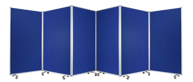 71" Blue Iron Folding Six Panel Screen Room Divider