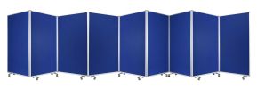 71" Blue Iron Folding Nine Panel Screen Room Divider