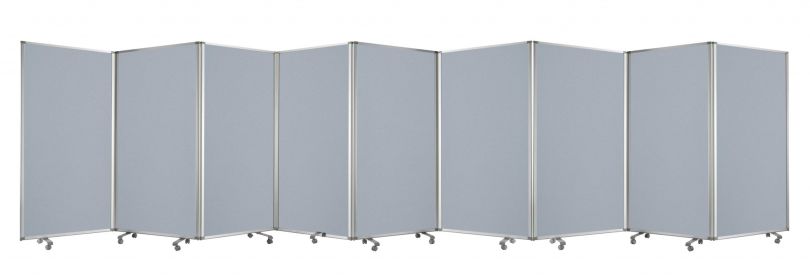 71" Gray Iron Folding Nine Panel Screen Room Divider