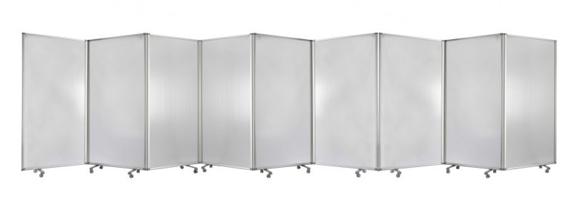 71" Clear Iron Folding Nine Panel Screen Room Divider