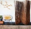 84" Brown Rattan Panel Screen Room Divider