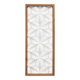 25" X 10" White and Natural Leaf Floral Wood and Metal Wall Decor