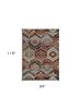 8' X 10' Red Gray And Orange Geometric Area Rug