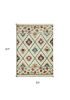 3' X 5' Ivory Blue And Red Southwestern Area Rug