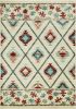 5' X 8' Ivory Blue And Red Southwestern Area Rug