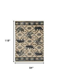 8' X 10' Ivory And Gray Woodland Lodge Area Rug
