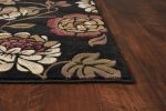 2' X 3' Black Tan And Ivory Floral Area Rug
