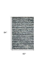 5' X 7' Ivory Blue And Gray Wool Striped Hand Woven Area Rug