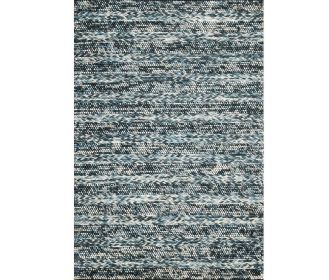 9' X 13' Ivory Blue And Gray Wool Striped Hand Woven Area Rug