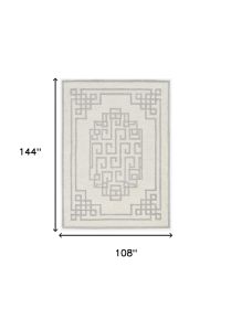 9' X 12' Ivory And Gray Wool Geometric Hand Tufted Area Rug
