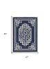 2' X 4' Navy Blue And Ivory Wool Geometric Hand Tufted Area Rug