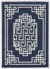 3' X 5' Navy Blue And Ivory Wool Geometric Hand Tufted Area Rug