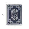 3' X 5' Navy Blue And Ivory Wool Geometric Hand Tufted Area Rug