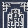 8' X 10' Navy Blue And Ivory Wool Geometric Hand Tufted Area Rug