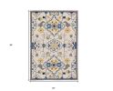 2' X 3' Ivory Blue And Yellow Southwestern Hand Tufted Area Rug