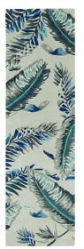 8' Blue And Gray Wool Botanical Leaves Hand Tufted Runner Rug