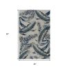 3' X 4' Gray And Blue Wool Botanical Leaves Hand Tufted Area Rug