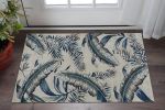 3' X 4' Gray And Blue Wool Botanical Leaves Hand Tufted Area Rug