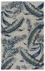 3' X 5' Blue And Gray Wool Botanical Leaves Hand Tufted Area Rug