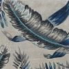 8' Blue And Gray Wool Botanical Leaves Hand Tufted Round Rug