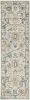 8' Ivory Gray And Red Wool Medallion Hand Tufted Runner Rug