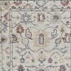 5' X 7' Ivory Gray And Red Wool Medallion Hand Tufted Distressed Area Rug