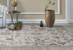 8' X 11' Ivory Gray And Red Wool Medallion Hand Tufted Area Rug