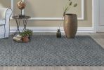 8' Denim Blue And Gray Wool Geometric Hand Tufted Runner Rug