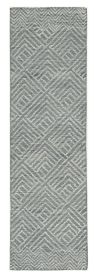 8' Denim Blue And Gray Wool Geometric Hand Tufted Runner Rug