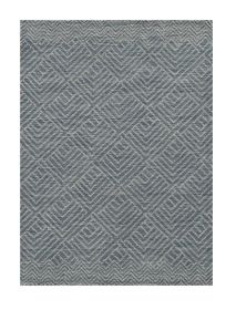 9' X 13' Denim Blue And Gray Wool Geometric Hand Tufted Area Rug