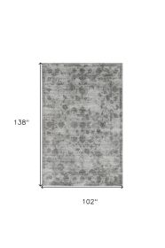 9' X 12' Gray And Dark Gray Floral Medallion Hand Loomed Area Rug