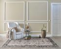 7' Gray And Ivory Floral Medallion Area Rug