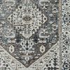 3' X 5' Gray Brown And Teal Floral Medallion Area Rug