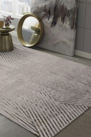 8' X 11' Gray And Ivory Geometric Area Rug